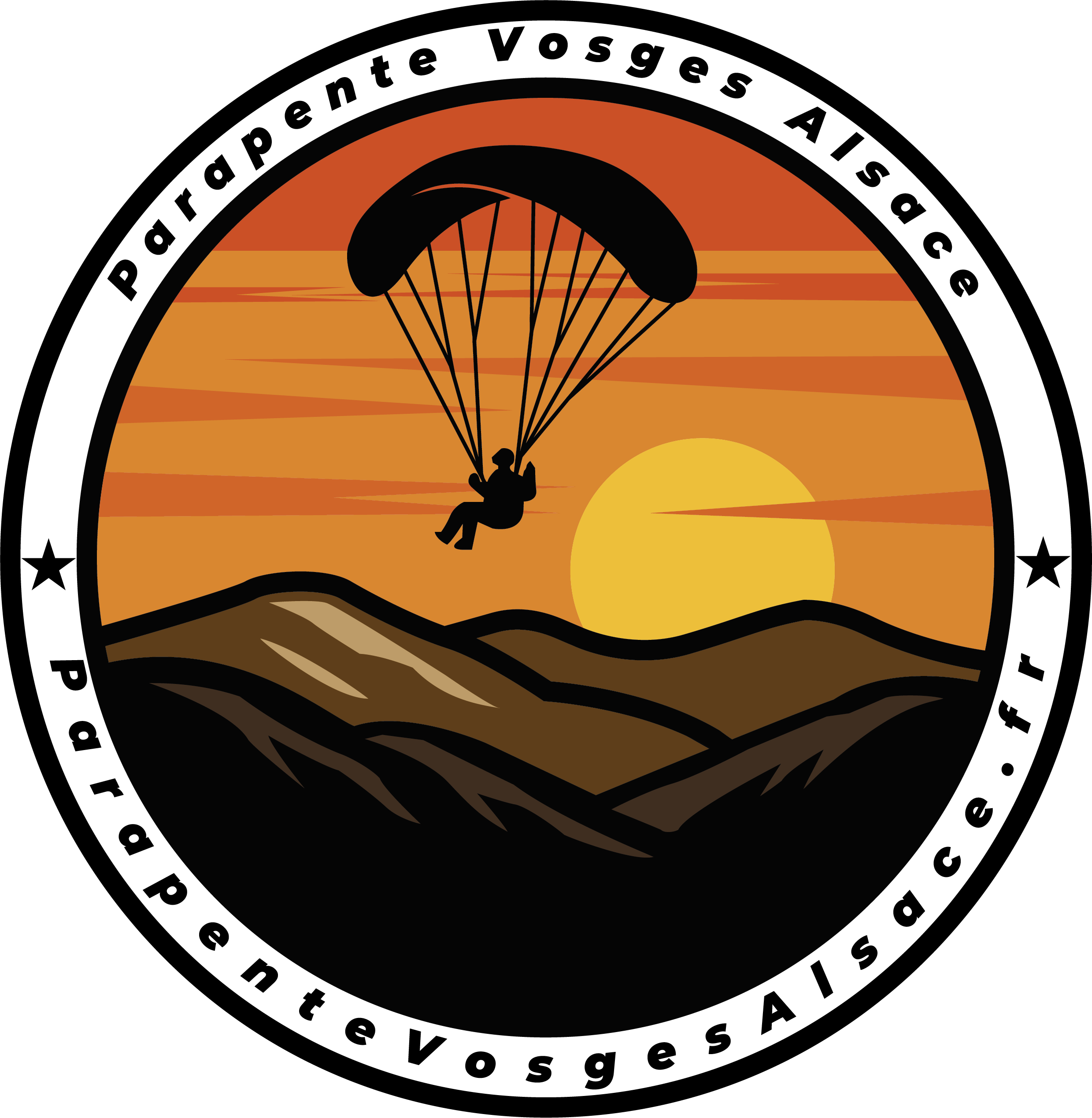 Illustration logo Parapente Vosges Alsace – Tijoe Web Designer à Mulhouse Logo illustré Parapente Vosges Alsace conçu par Tijoe, web designer à Mulhouse